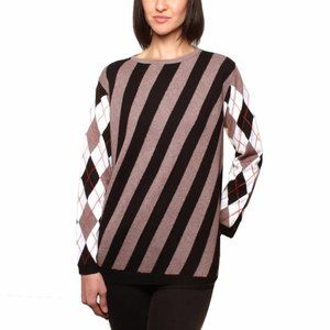 Cashmere Argyle & Stripe Sweater NWOT - Size M